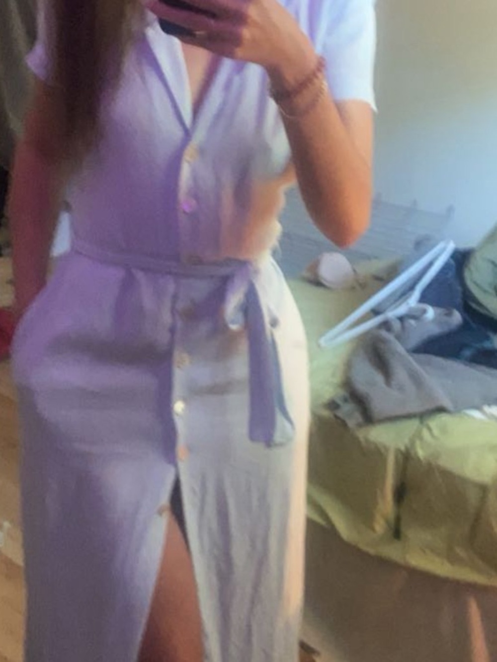 Wilfred Baby Blue Button-Front Maxi Dress